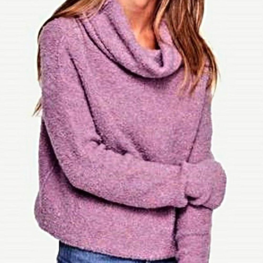 FREE PEOPLE Cowl Neck Pullover Sweater in Purple, Size Medium, Closet Cleanout!